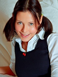 Brunette hair legal age teenager attacked by a hungry..
